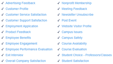 SurveyRock sample survey templates