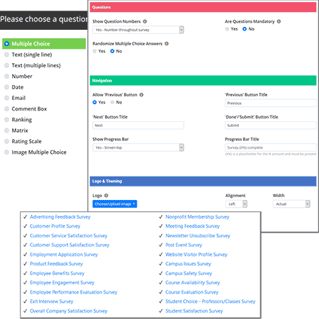 Survey question types and templates