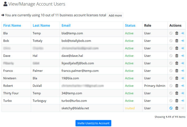 Multiple users per account
